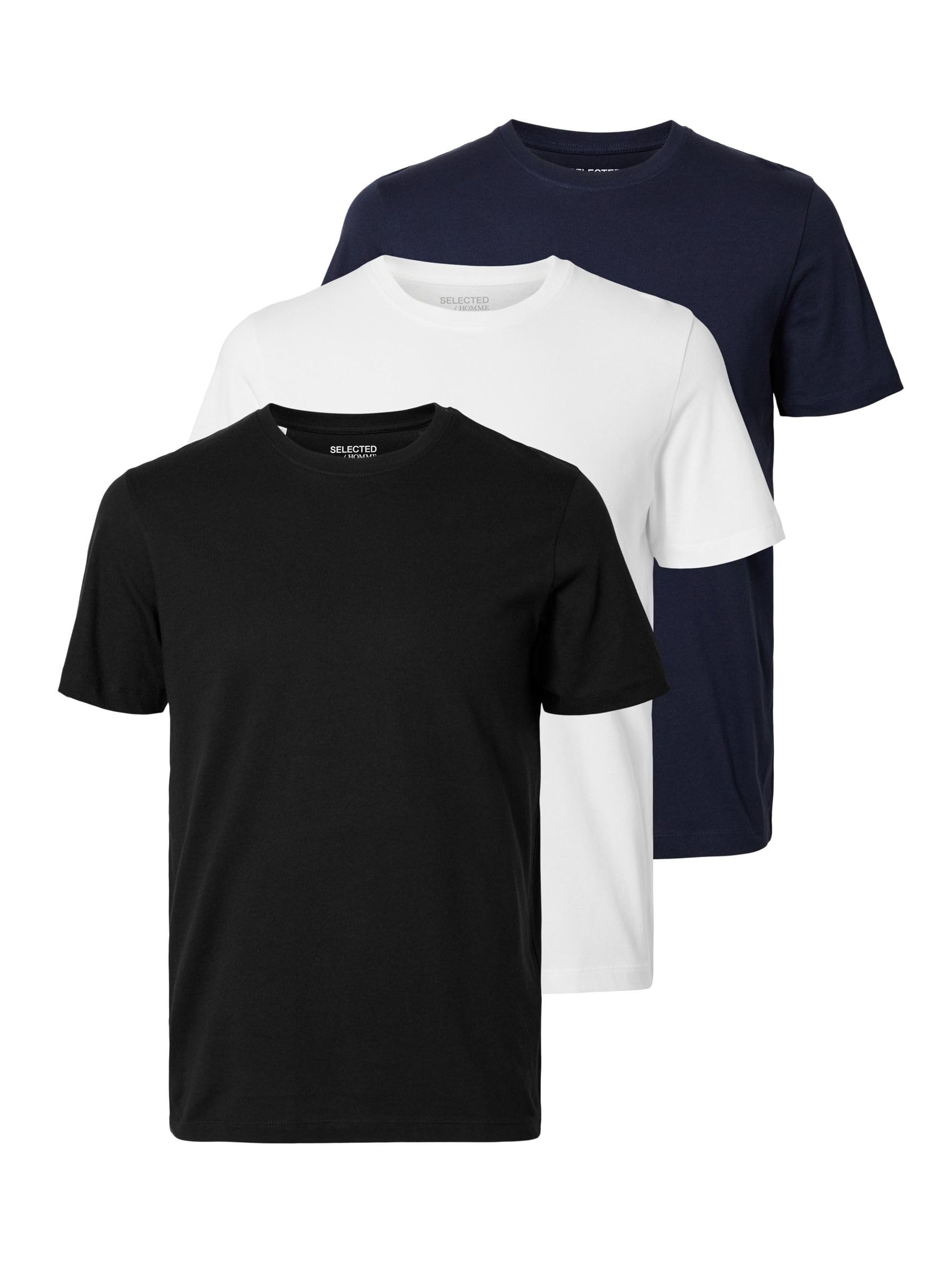 Selected Homme Herren Selected Homme Male T-Shirt 3er-Pack Baumwoll T-Shirt (3er Pack)