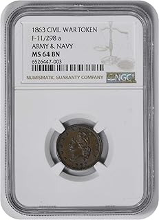 1863 P Civil War Token Patriotic Army & Navy 11/298 NGC MS64BN