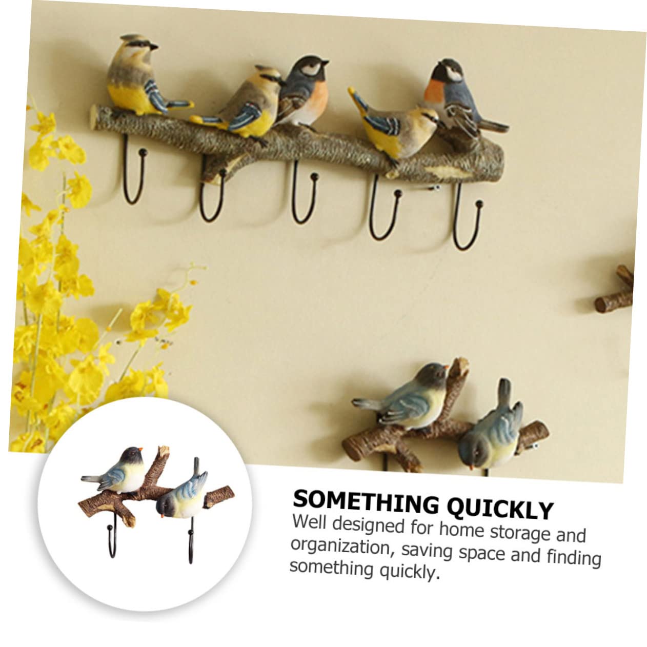 GLEAVI Ganci Da Parete Decorativi in Resina a Forma Di Uccelli, Appendiabiti e Porta-cappelli Rustici in Legno, Set Da 2 Pezzi Per Ingresso, Soggiorno e Camera Da Letto