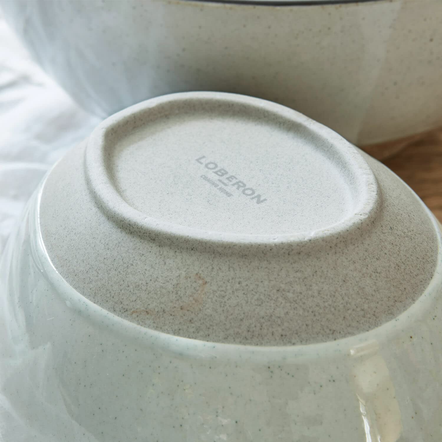 LOBERON Schüssel 2er Set Biarré, zwei Größen, stapelbar, mediterraner Charakter, schlichtes Design, Geschirr, Tischaccessoires, Küchenzubehör, Steinzeug, grau
