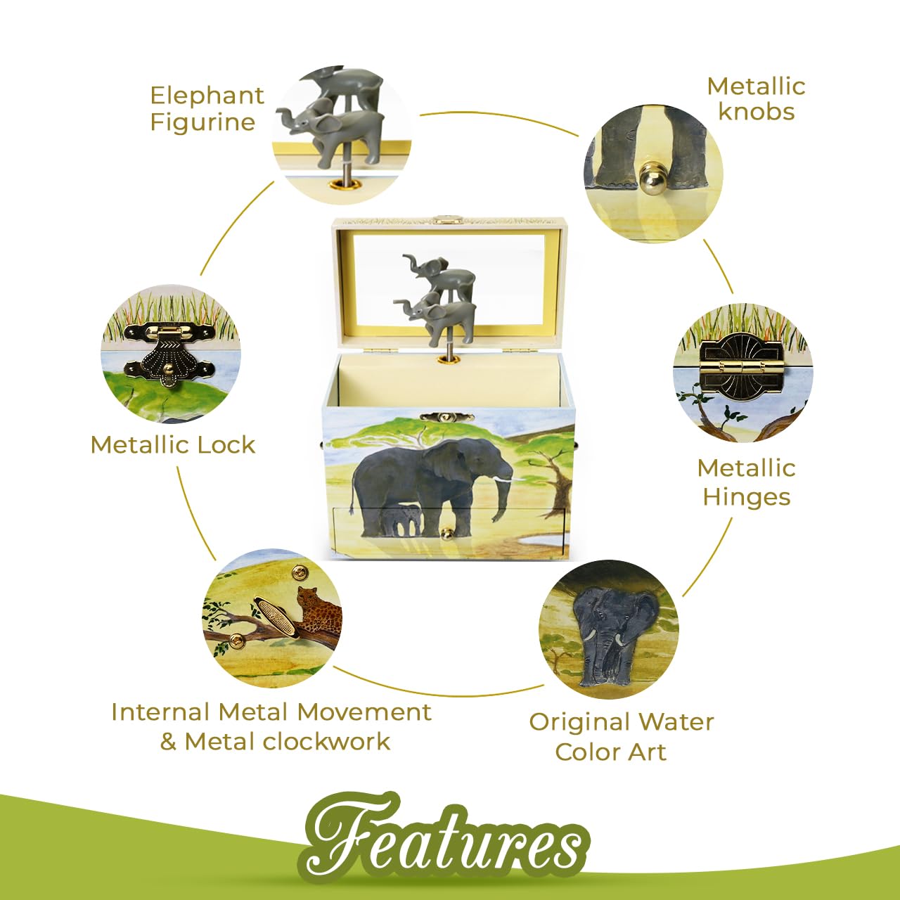Amazon.com: Enchantmints Savanna Musical Jewelry Box Elephant