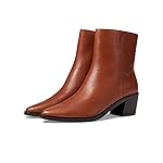 Madewell The Everten Ankle Boots for Women in Leather - Soft Lining - Padded Leather Footbed - Stacked Heel Warm Cinnamon 11 M