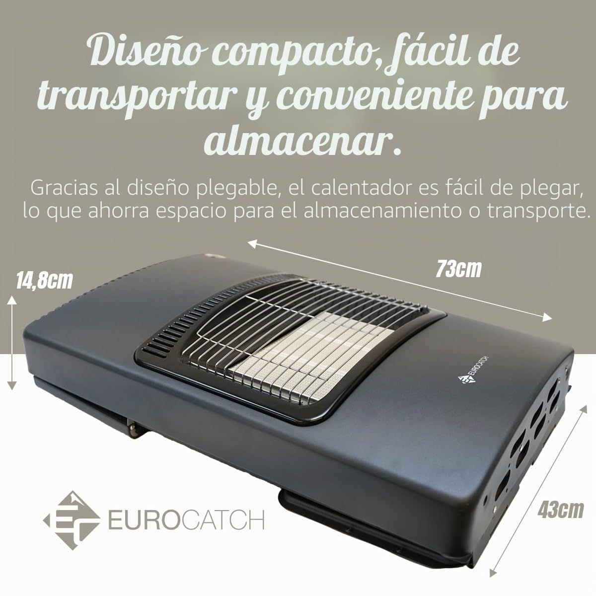 Calentador de gas - Calentador móvil incl. Manguera y regulador de presión - Negro - 4200W