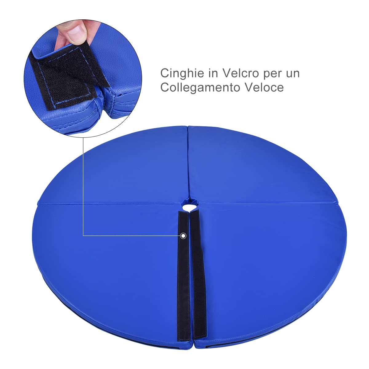 COSTWAY Tappetino per Pole Dance Pieghevole Tappeto per Palo da Danza Antiscivolo, Diametro 150 x 5 cm