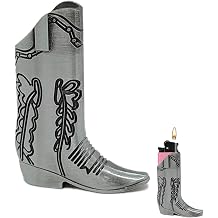Cowboy Boot Lighter Case for Women J5 Lighter Covers and Sleeve Cute Cowgirl Boot Match Holder Cover Funny Lighters Cases Buddy Keychain for Everyday Carry or Home Decoration