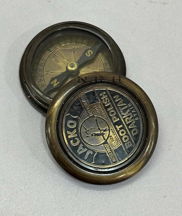 Brújula de latón antiguo grabada de 2" Jacko Boot Polish, personalizada, regalo para bodas, Navidad, bautizo y graduación miniatura 5