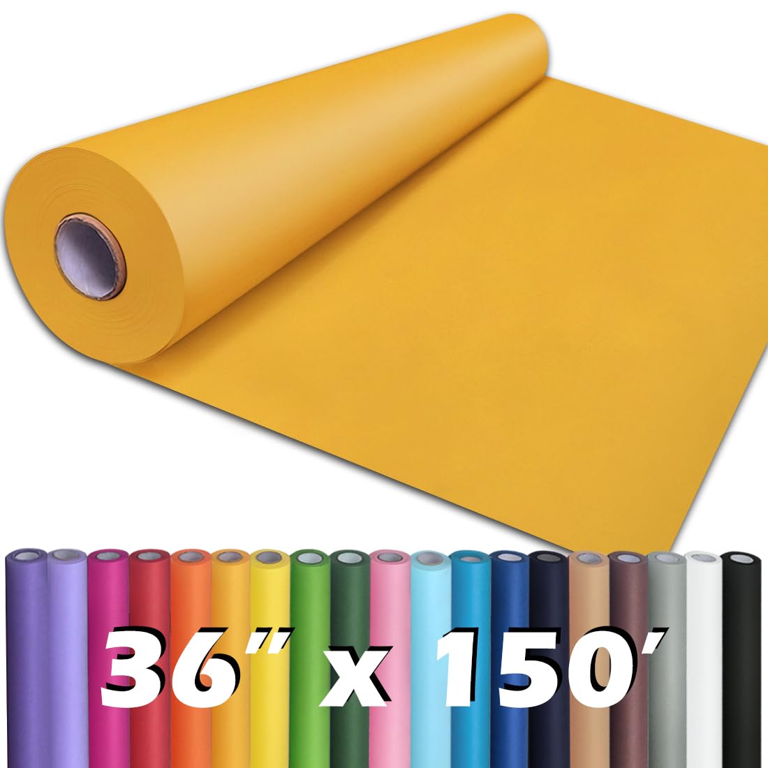 PerkHomy Orange Kraft Paper Roll 36" x 1,800" (150') for Gift Wrapping Bouquet Flower Art Painting Craft Writing Packaging Shipping 80GSM 55LB (Orange, 36" x 150')