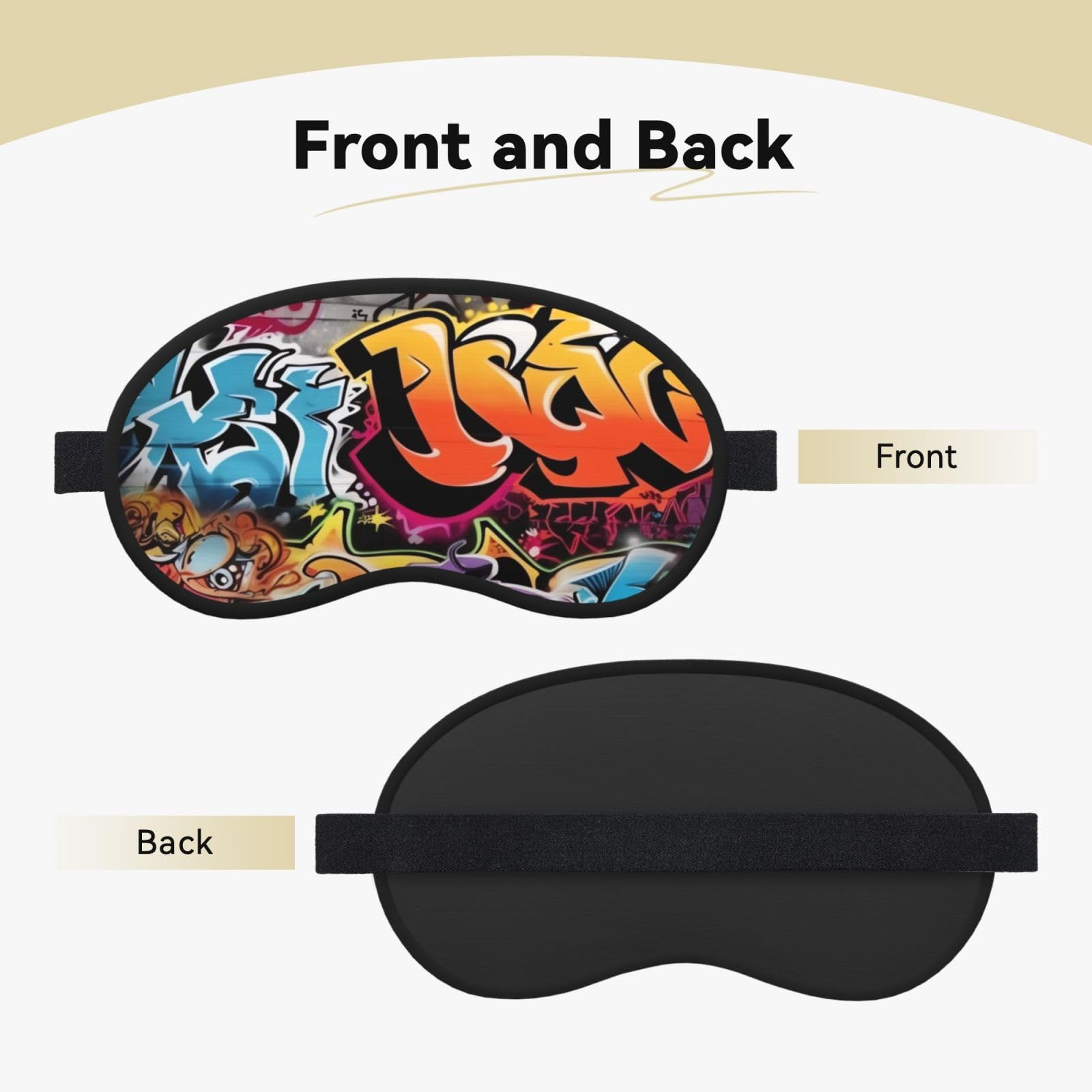 Sleep Mask for Side Sleeper Silk Sleeping Eye Masks with Elastic Strap Super Soft Eye Sleep Shade Cover Graffiti Hip Hop Blackout Night Blindfold for Women Men Travel