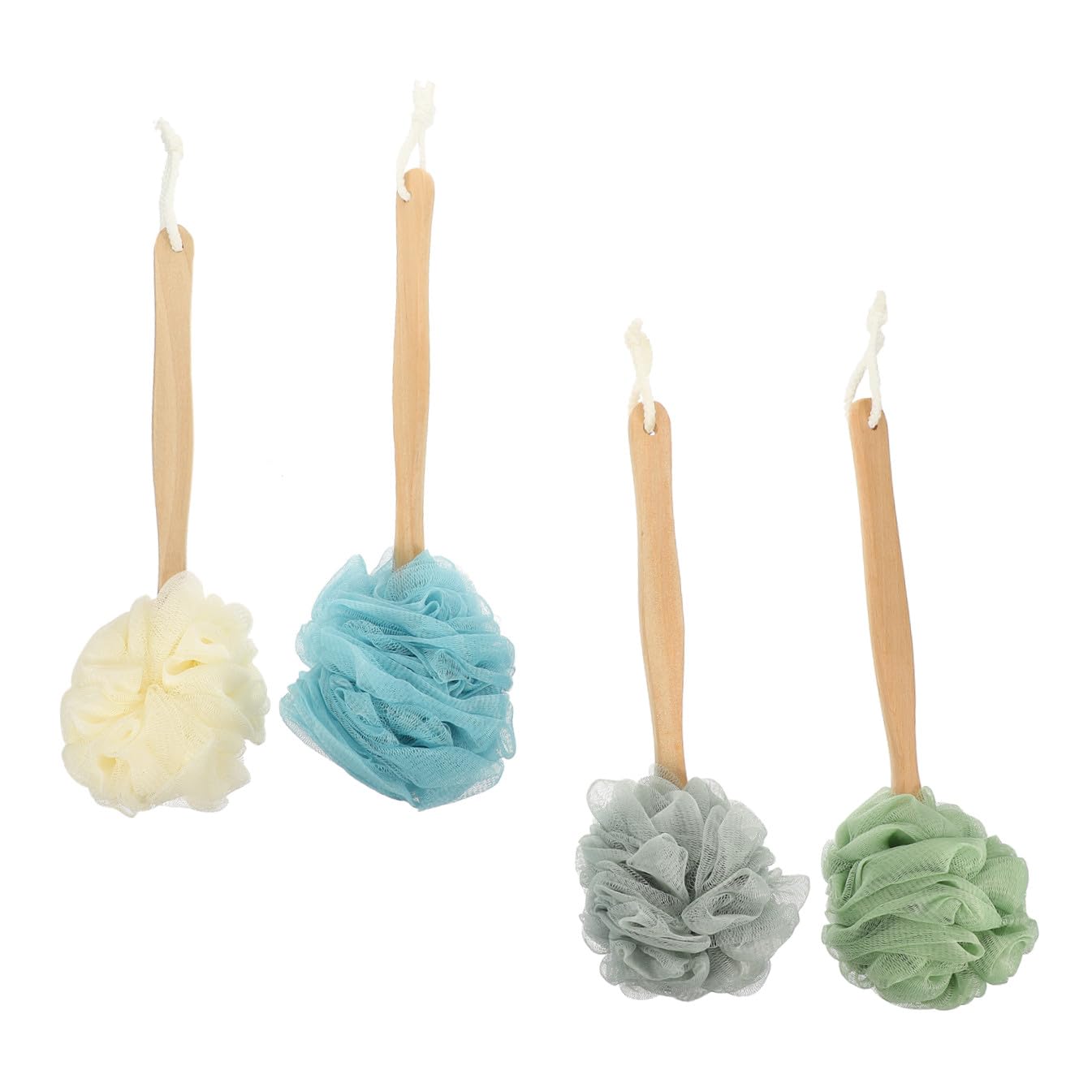 4 piezas Cepillo Corporal de Nylon con Mango para Ducha y Exfoliación para Limpieza y Masaje Eficaz Piel Seca y Húmeda