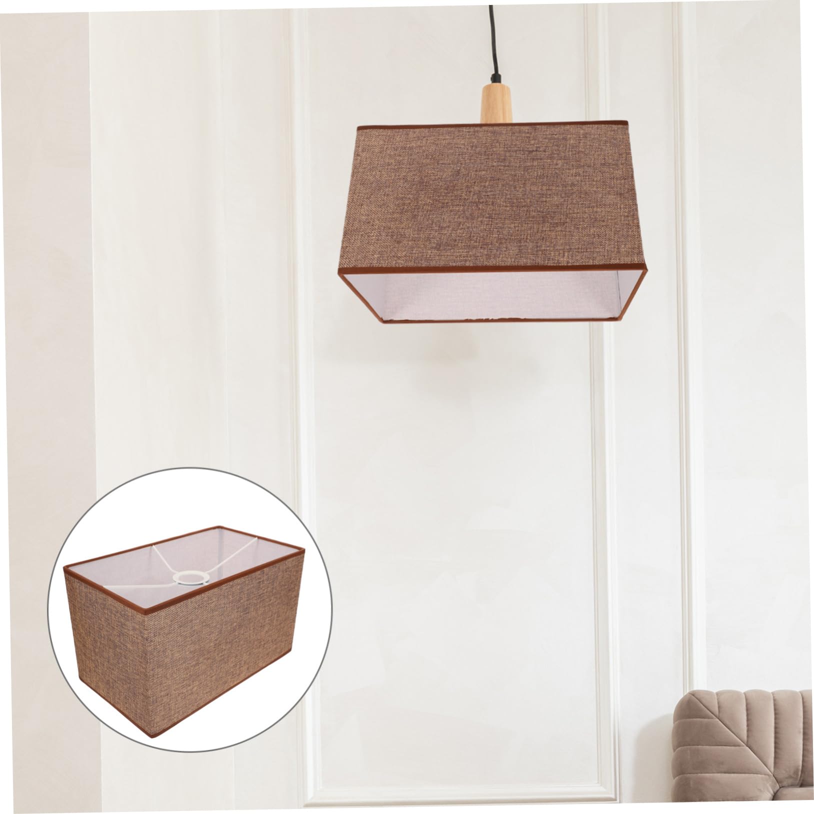 SEWACC Pantalla De Lino Rectangular Para Lámpara Accesorio Decorativo De Sencilla Para Decoración De Escritorio