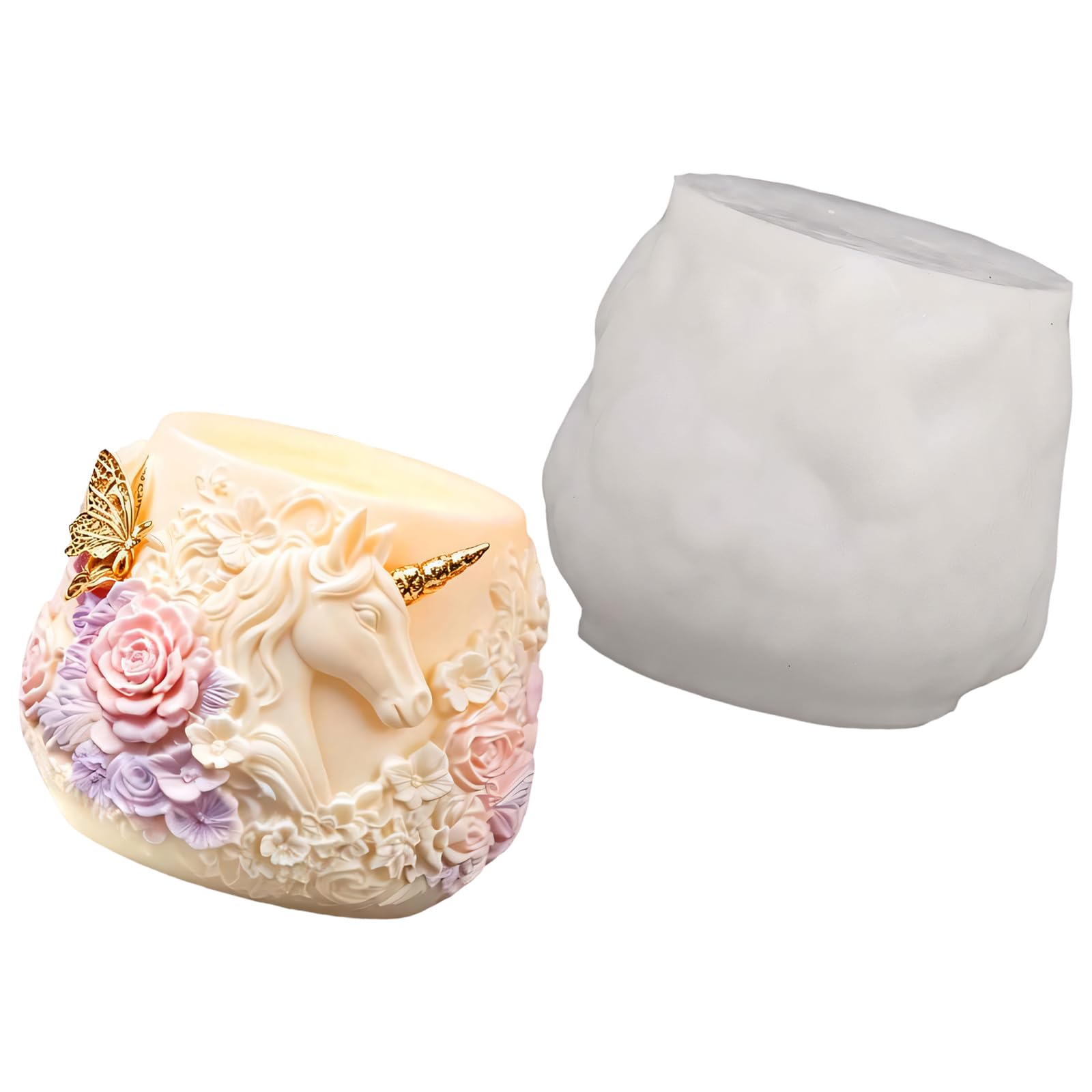 NVOQILIN Easy Release Silicone Mold for Floral Cup, Resin and Plaster Casting Mold for Makers, Decor Displays and Craft Table Use Floral Resin Cup Silicone Plaster Casting Decorative