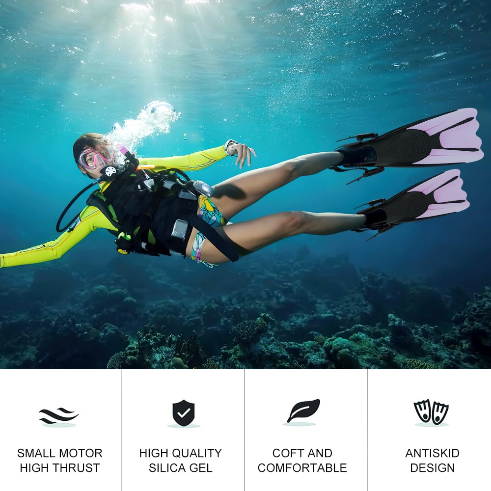 Pinne Da Snorkeling Opamoo Regolabili - Taglia 34-38 Unisex, In Silicone, Per Nuoto E Immersioni, Blu
