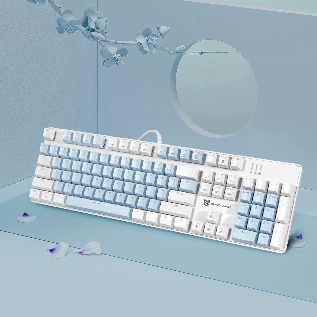 Qisan Mechanical Gaming Keyboard Wired Ice Blue Led Backlit Keyboard Blue Switch Full Size 104 Keys US Layout | Computer Keyboards | Gaming Accessories — view 9