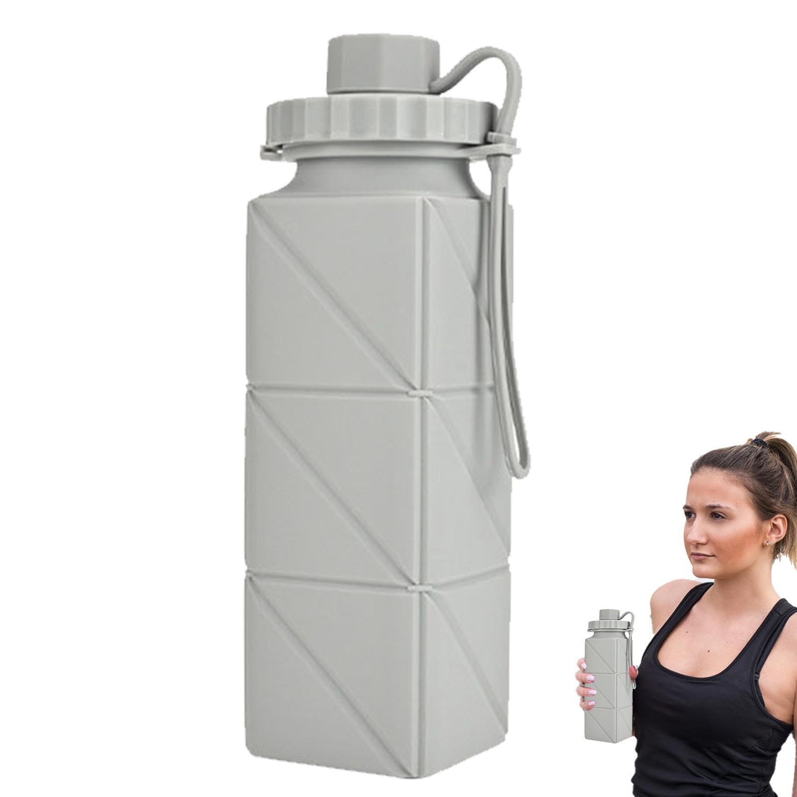 Bouteille d'eau pliable en silicone | Gourde portable et réutilisable de 600 ml, idéale for les voyages et l'extérieur,Gobelet pliable