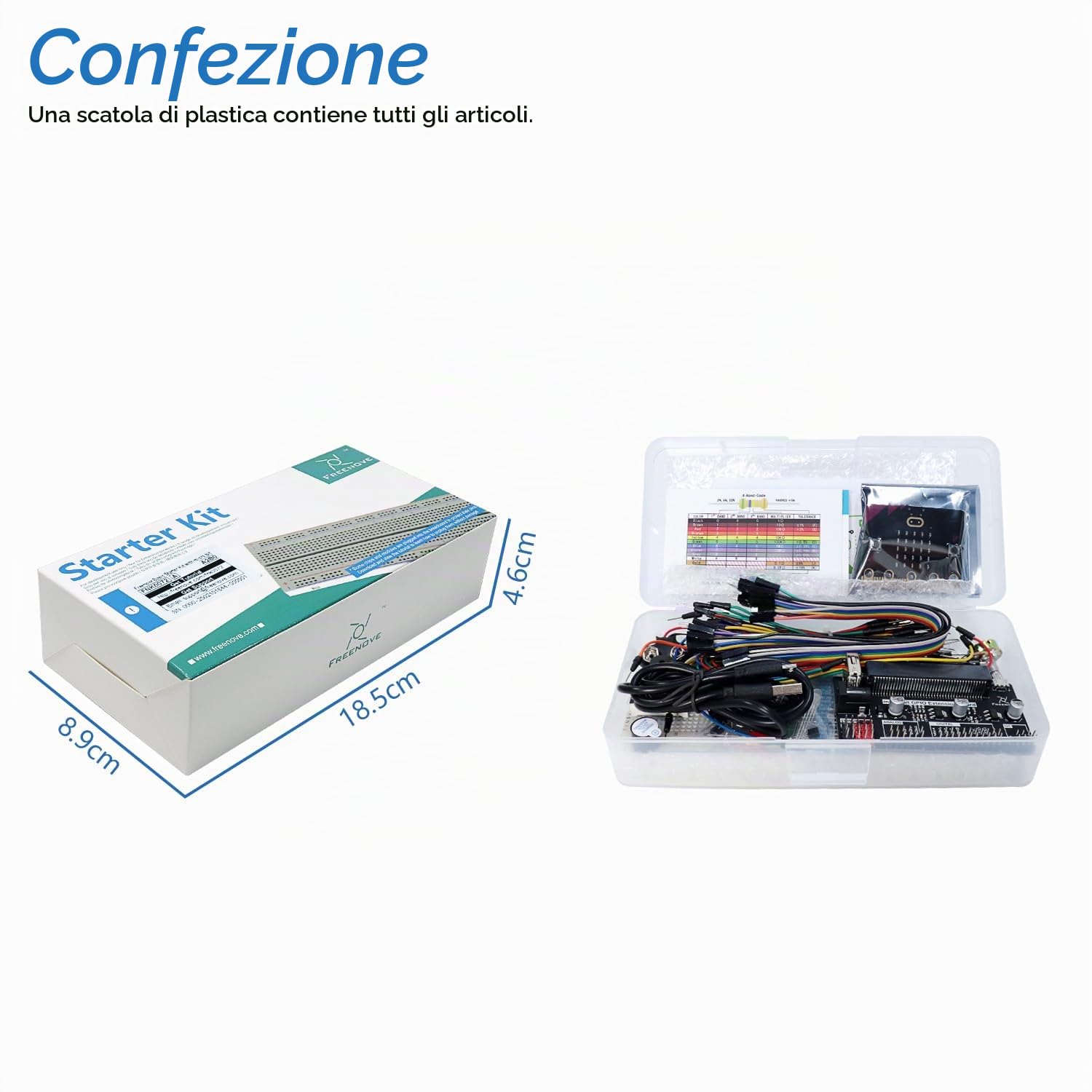 Freenove Basic Starter Kit for BBC micro bit (V2 Included), 179-Page Detailed Tutorial, 162 Items, 27 Projects, Blocks and Python Code