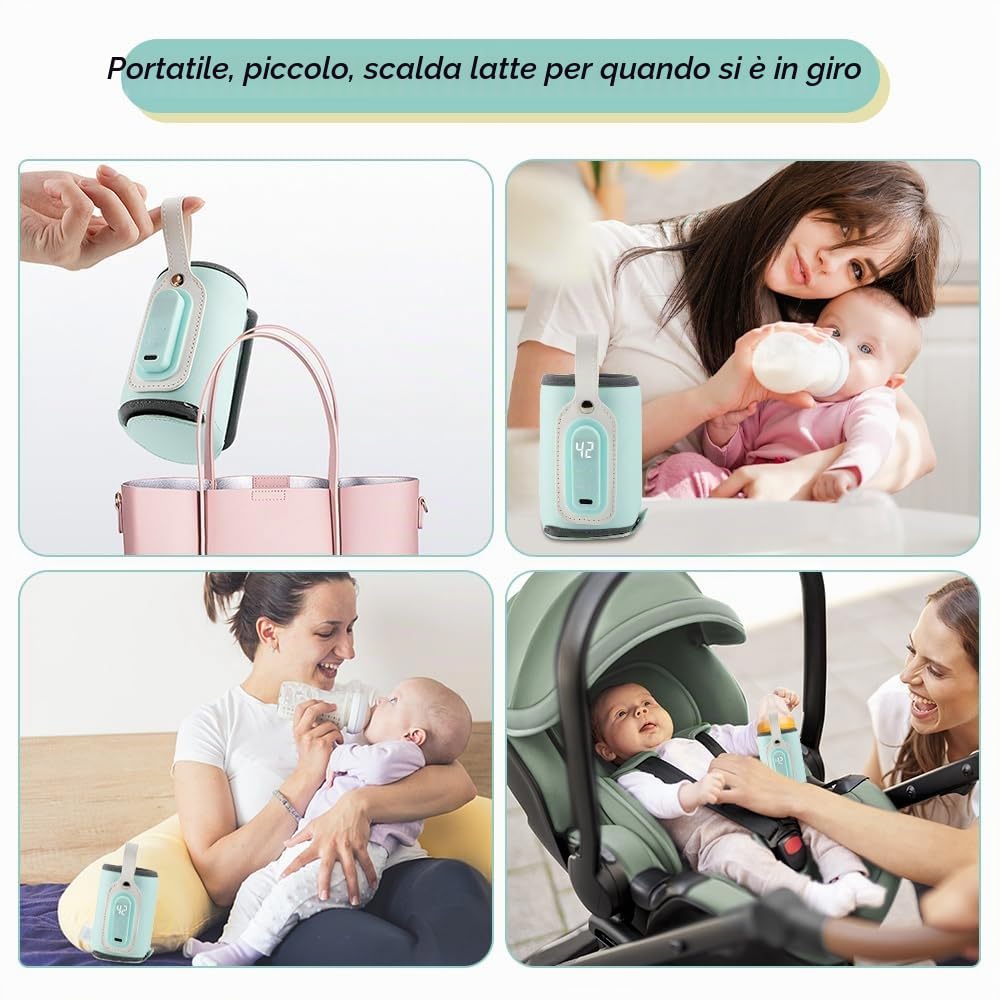 Scaldabiberon portatile, scaldabiberon USB con display LCD, temperatura regolabile, borsa scaldabiberon scaldavivande, scaldabiberon scaldabiberon termostato scaldabiberon per tutte le bottiglie