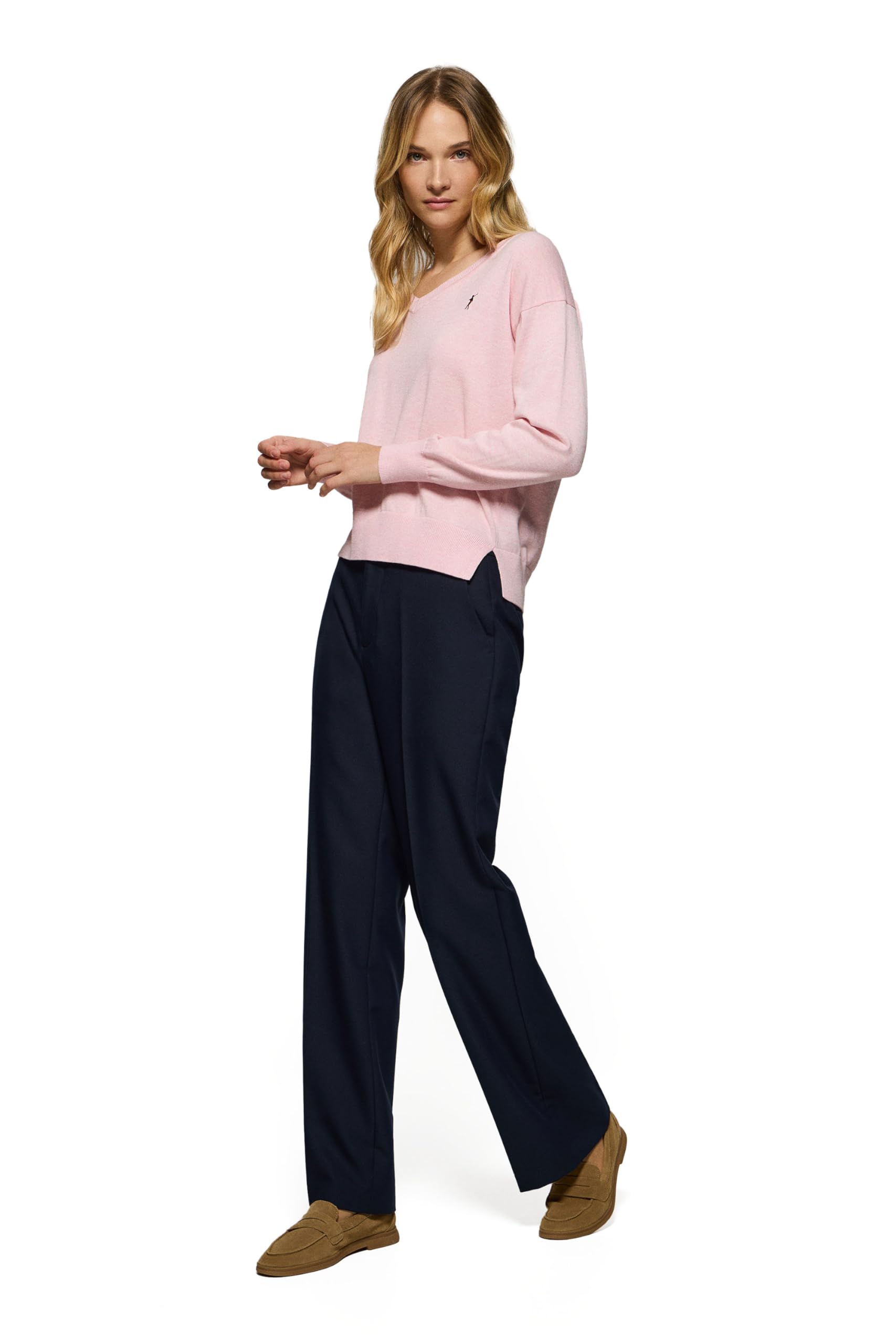 Polo Club Jersey de Punto con Cuello Pico y Logo Bordado para Mujer - 100% algodón