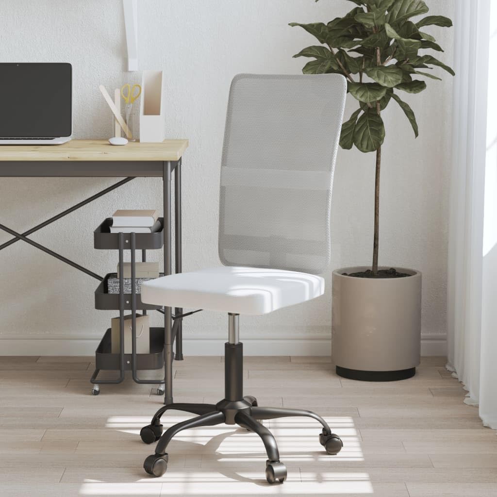 Chaise de bureau réglable en hauteur - Chaise pivotante en maille blanche avec dos en maille respirante - Charge maximale : 110 kg - Confortable pour le bureau à domicile et les jeux