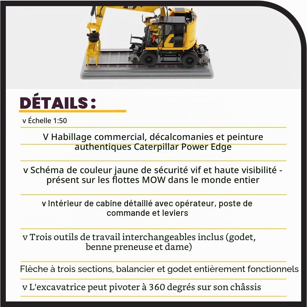 Diecast Masters 85661 - Pelle Rail-Route Caterpillar pour Chemin de Fer Cat M323F Rail, échelle 1:50, env. 6,0 x 8,3 x 16,0 cm, dès 14 Ans, Jaune