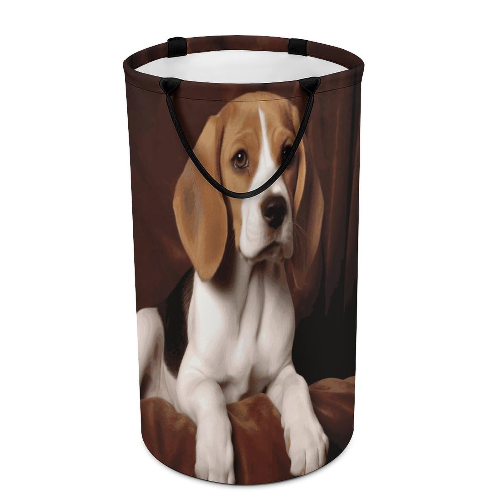 Ovely Pet Dog Beagle Laundry Basket Waterproof And Moisture-Proof Storage Bins Collapsible Round Laundry Hamper Perfect for Toys, Clothes And Sundries