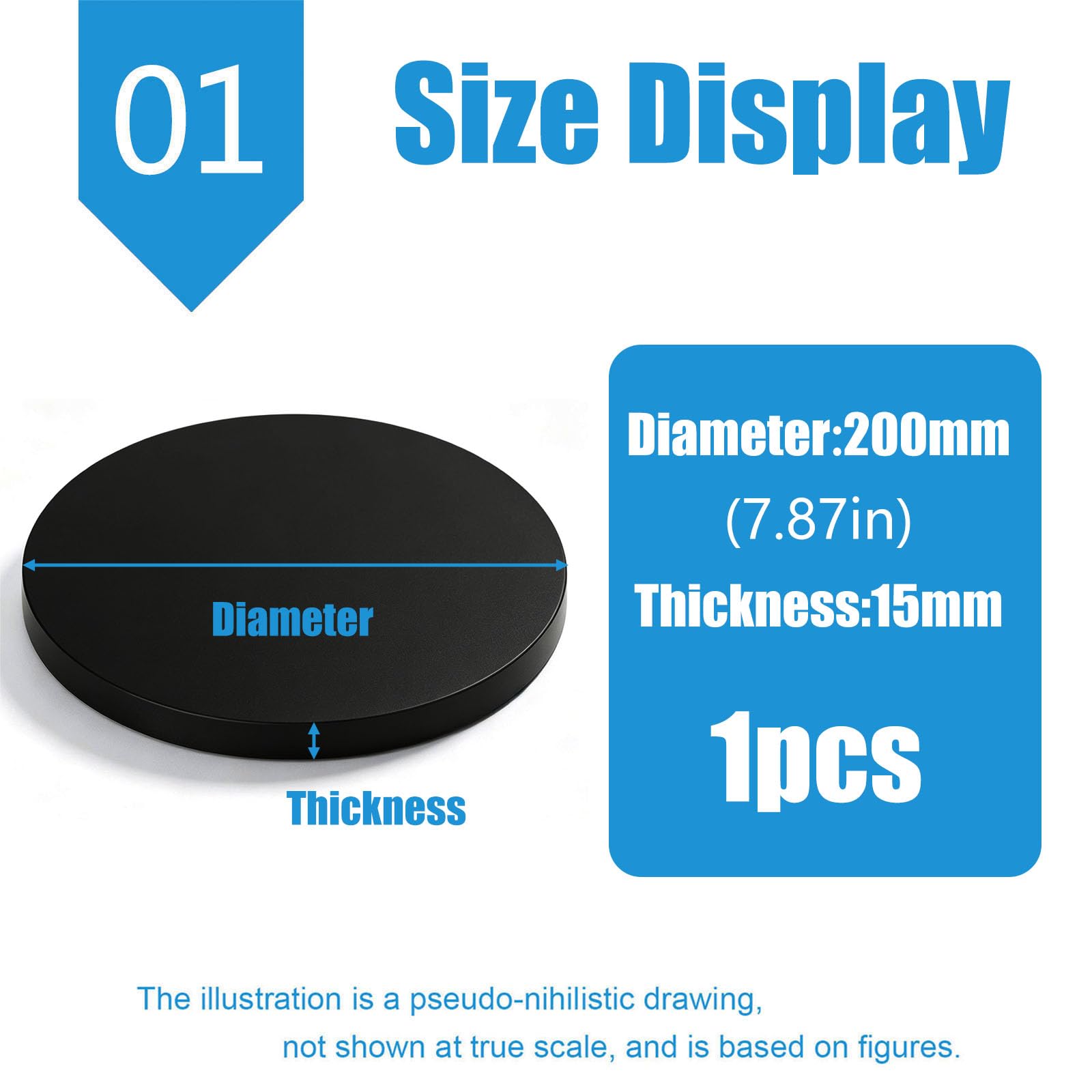 Fogli di Plastica ABS Lastra di Plastica ABS Girare 1.5cm | Disco in Plastica Nera, Facile Da Termoformare, Per Arredamento, Spessore 1,5 Cm