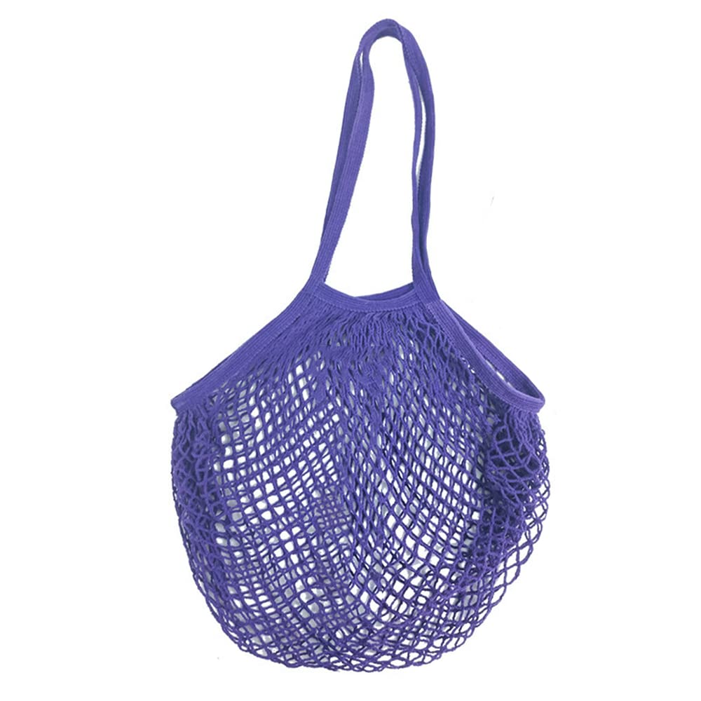 String Shopping Bag, Cotton Reusable Grocery Mesh Bags Portable Net Shopping Mesh String Bag for Fruit, Vegetables Storage (Purple,2PCS)