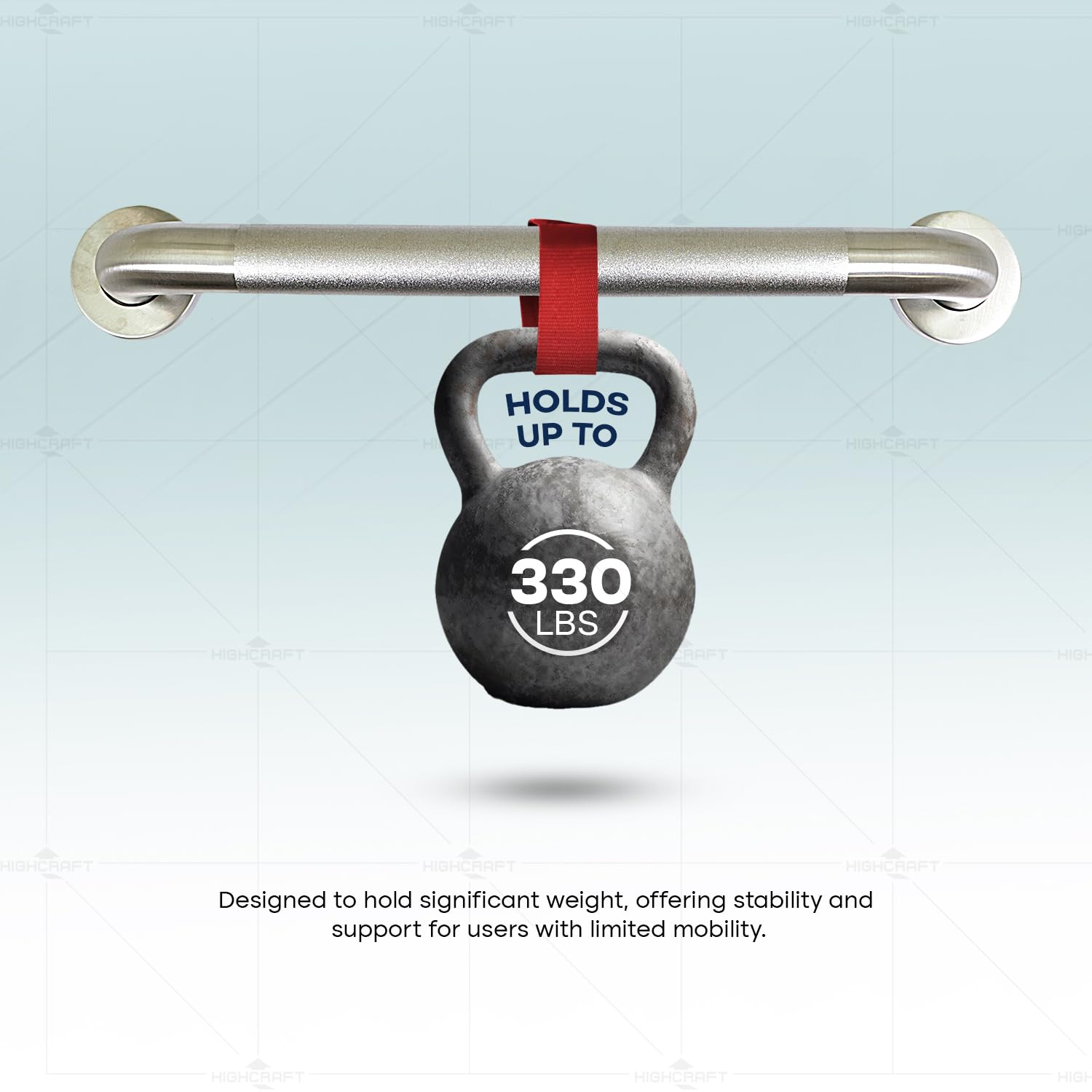 Highcraft HCQ11236 - Barra di sicurezza per doccia con viti a scomparsa, 1-1/2'' x 91,4 cm, in acciaio inox, finitura in metallo pelato, 1-1/2" x 91,4 cm, cromato