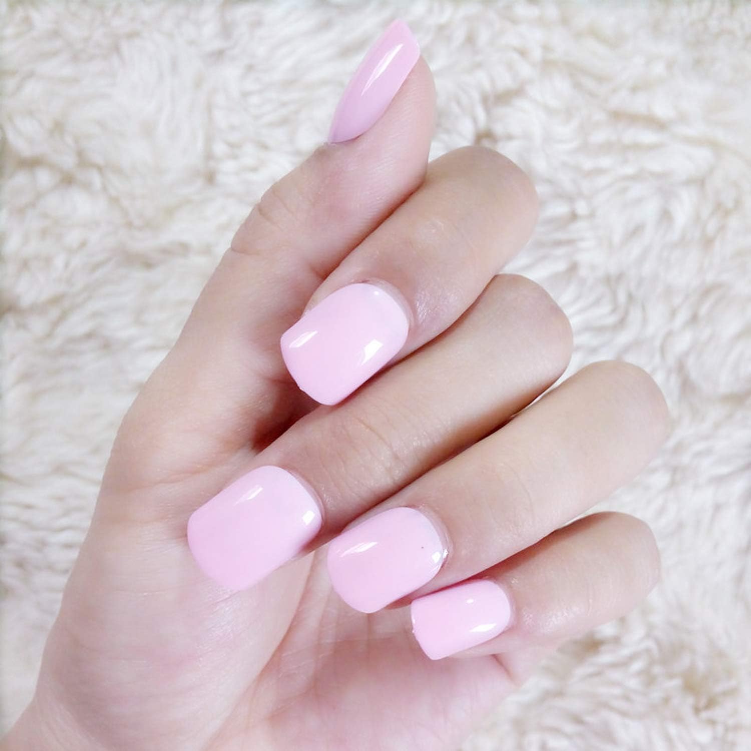 24pcs Shiny Bright Pink Fake Nails Acrylic False Nail Short Size Lady Nail Design Full Cover Tips Salon Manicure Tool 079 Amazon Ca Everything Else