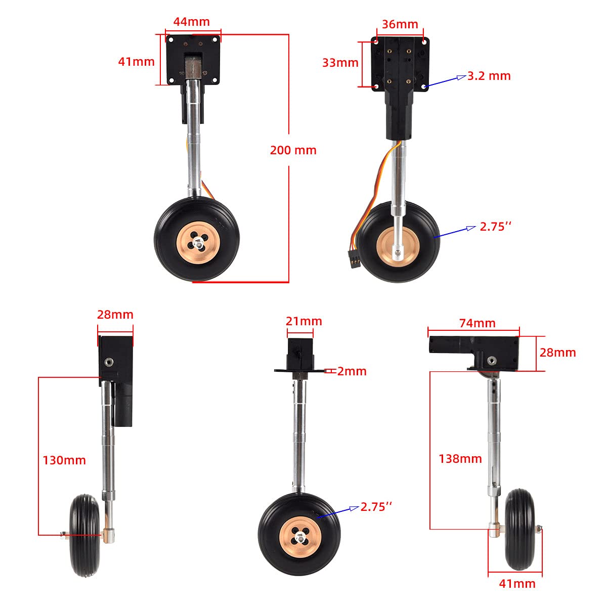 RC Plane Electric Main Retract Whith Wheels Set Servoless for RC Plane Weight: 4-6kg 1set