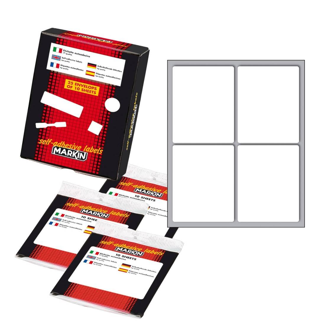 Etichette adesive - permanenti - 70 x 56 mm - 4 et/​fg - 10 fogli - bianco - Markin