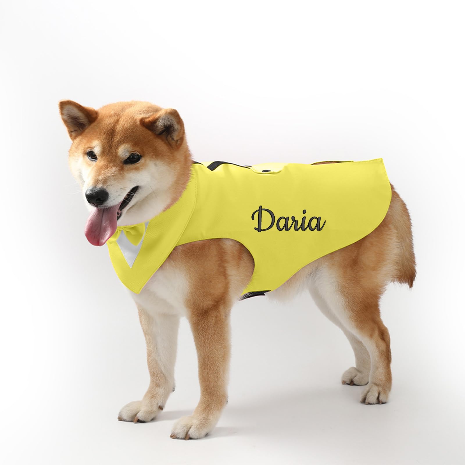 Personalised Dog Tuxedo Bow Tie Suit,Custom Clothing & Accessories For Dogs With Embroidered Name,Dog Costume For Dogs Birthday Halloween Wedding Party (Yellow(Suit))