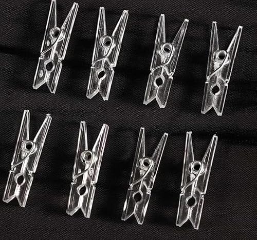 20Pcs Clear Plastic Clothes Pins,Clothes Line String Clips, Mini Clothes Pins, Photo Paper Peg Pins Craft Clips,Laundry Storage and Organization(2.5cm)