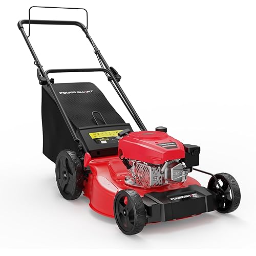 PowerSmart Lawn Mower Gas Powered, 21-Inch 144cc Engine 2-in-1 Walk-Behind Push Lawn Mower, Oil Included