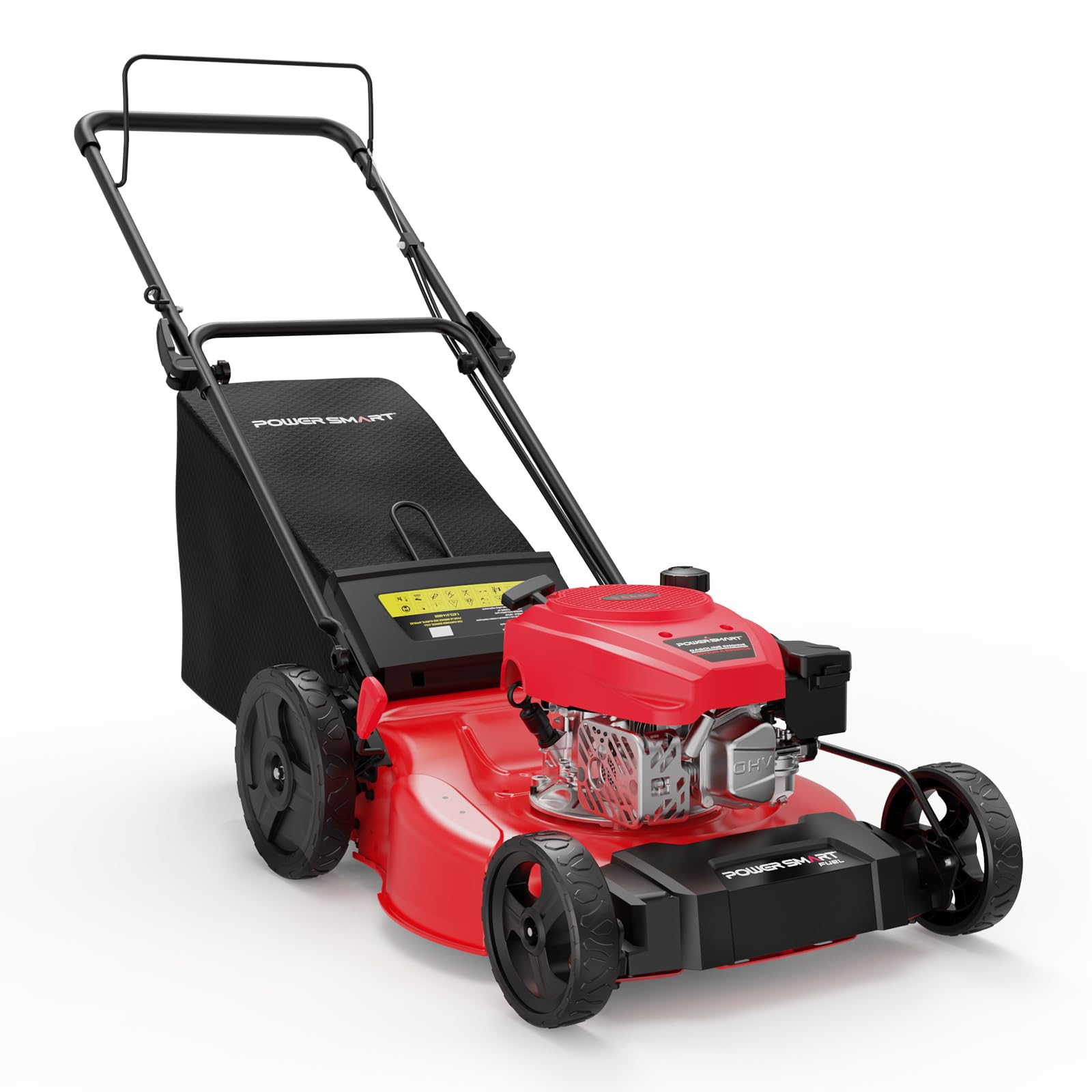 PowerSmart 21 inch 144cc push lawn mower red with bagging and mulching capability