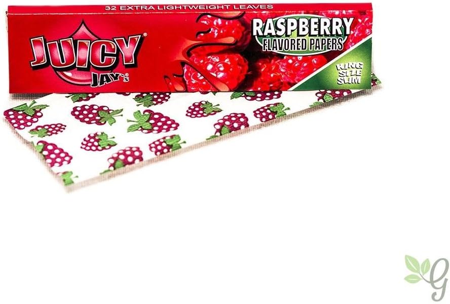 Juicy Jays King size Slim TRIPLE DIPPED Flavoured Rolling Papers - 20 flavours - with 50 Raw Rolling Papers Filter Tips by Lizzy® (Raspberry)