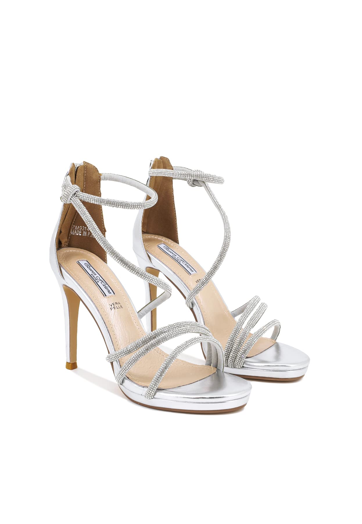 QUEEN HELENA Sandali Eleganti con Tacco a Spillo Fascia Incrociata con Strass Donna ZM9314