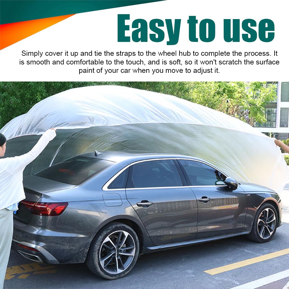 QZTYTY 2PCS Disposable Car Cover Waterproof Car Cover Universal Rain Dust Garage Cover with Elastic Band 11 48X19 — view 6