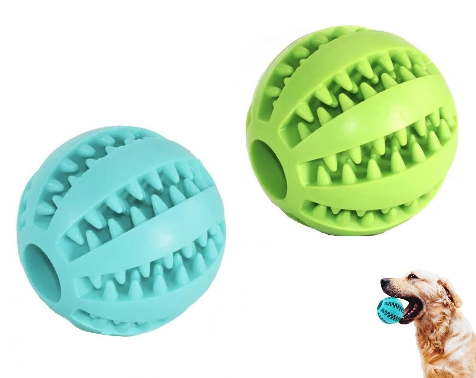 JGR SELECT Pelota para Perros - 2 Unidades - Juguete de Limpieza Dientes de Perros - Bola de Limpieza de Dientes - Juguetes Interactivos para Mascotas de Goma Natural