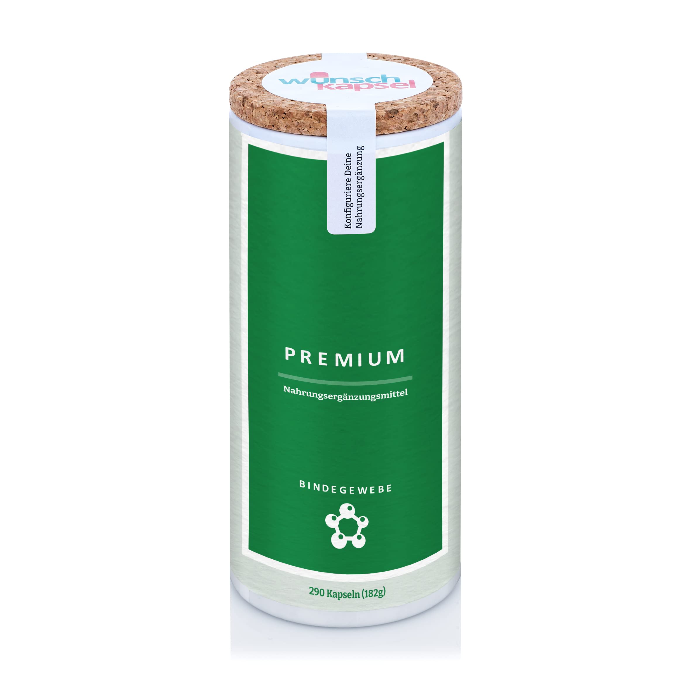 BINDEGEWEBE Premium Nahrungsergänzungsmittel XL | speziell für Unterhaut und Epithel | hochdosiertes MSM, Mangan, Hyaluron, Prolin | 290 vegane Kapseln aus deutscher Manufaktur