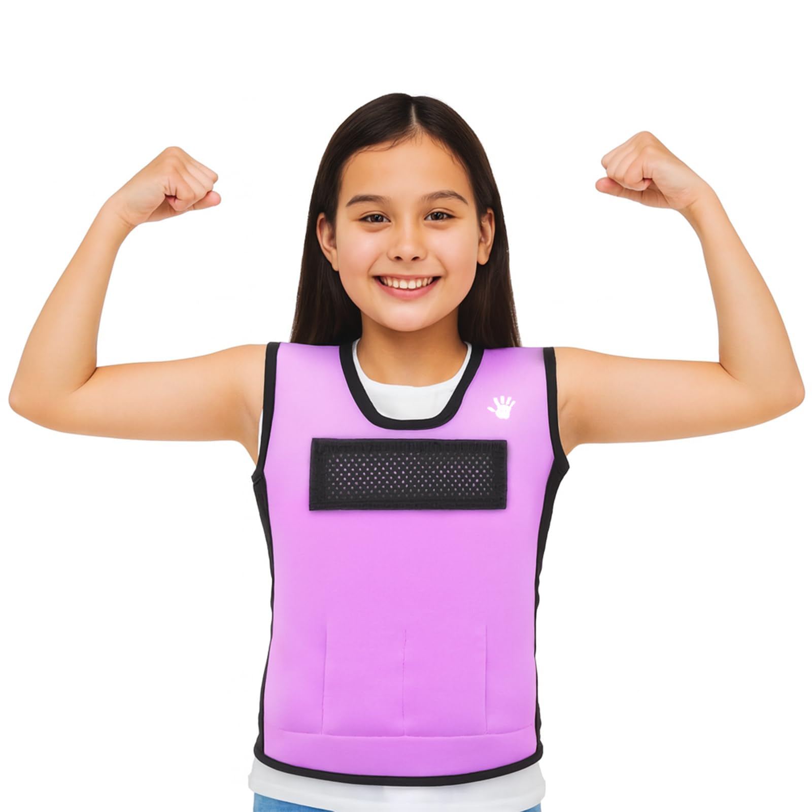 SENSORY4U Weighted Sensory Compression Vest for Kids Adjustable Calming Vest with Removable Weights Purple