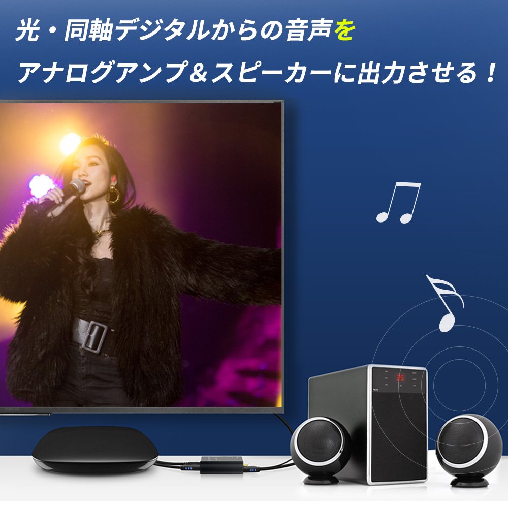 Amazon | BLUPOW DAC デジタル アナログ 変換器 光・同軸入力→RCA+3.5