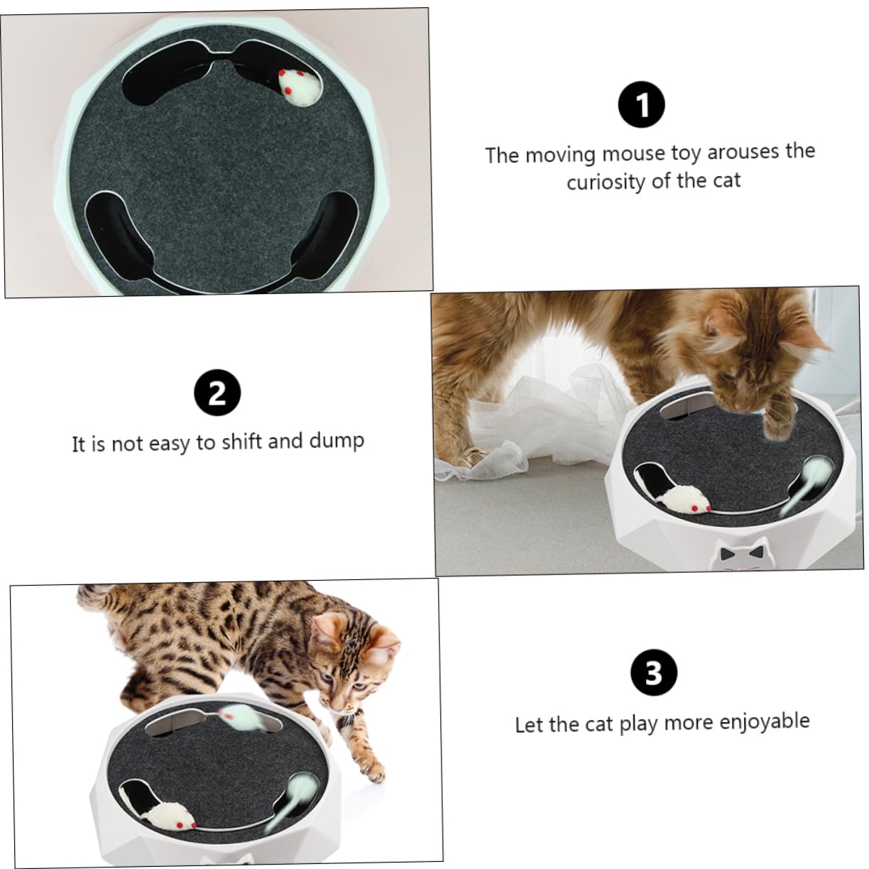 Toddmomy Elektronisches Katzenspielzeug mit Maus, Weiß, Batteriebetrieben | Abs Gehäuse, 3 Stück Aa Batterien, Interaktive Grabbewegung, für Haustiere und Katzen
