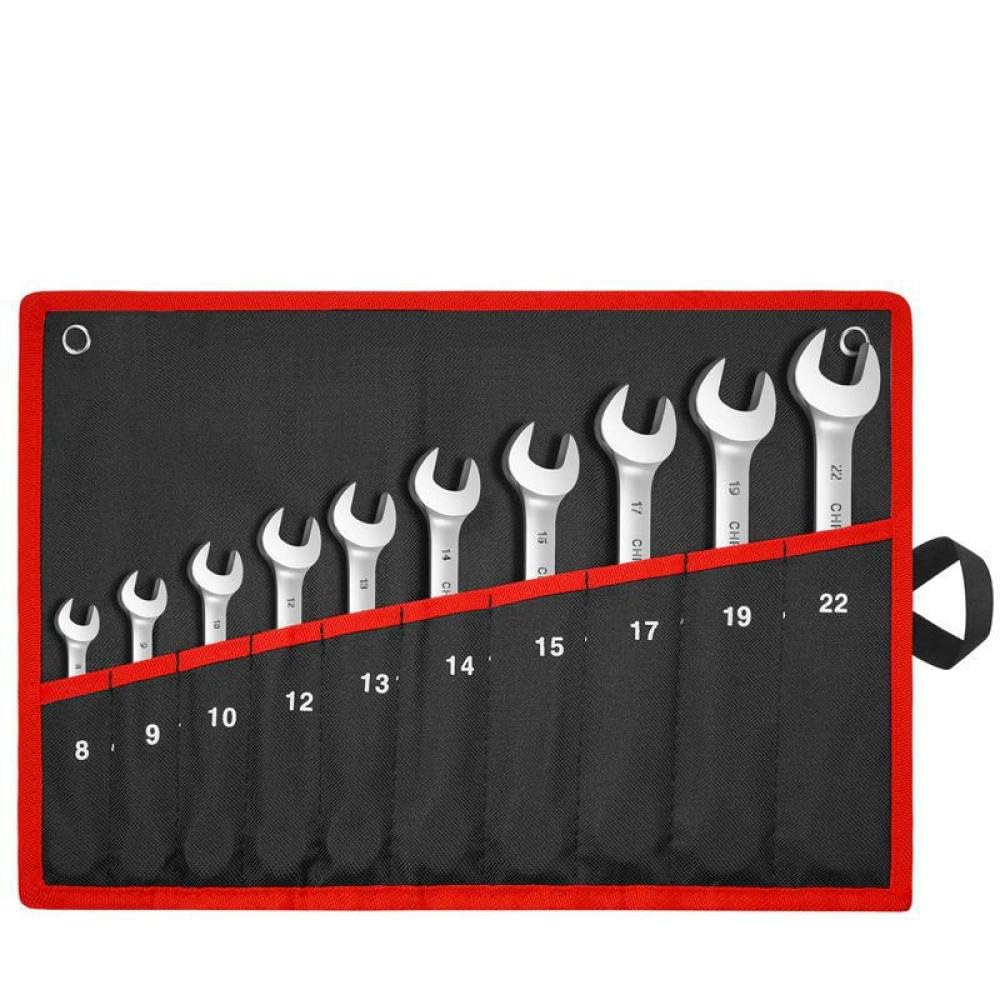 Set di chiavi a cricchetto con testa flessibile, kit di chiavi combinate, utensili manuali in acciaio al cromo vanadio Set di chiavi a cricchetto con chiave a bussola, argento, 10 pezzi (8,22 mm)