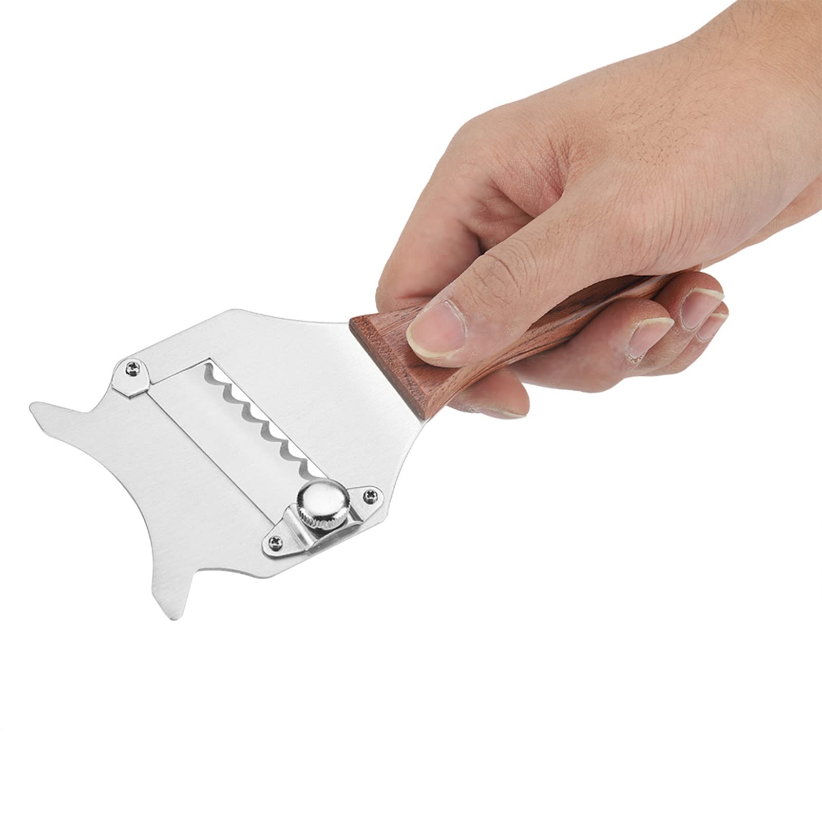 Adjustable Cheese, Stainless Steel Chocolate Shaver with Wooden Handle, Paper Thin to Thick Carrots,Zucchini, Truffles for Baking, Hot Chocolate, Coffee, Frozen Drinks