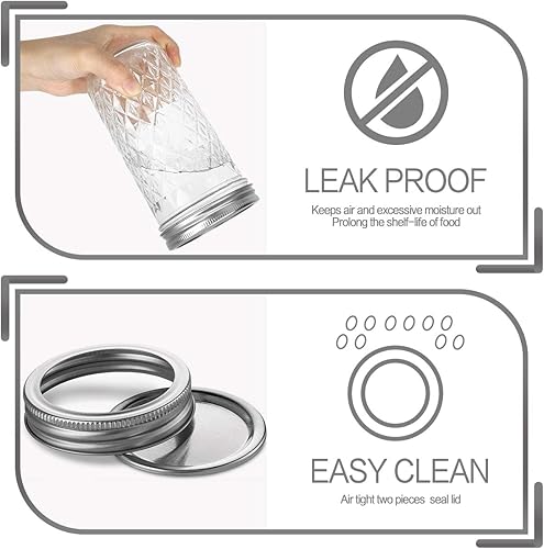 Miniatura 3 de VERONES Tarros Mason de boca ancha de 22 onzas, tarros de 22 onzas, tarros de gelatina con tapas de boca ancha, ideales para mermelada, miel,