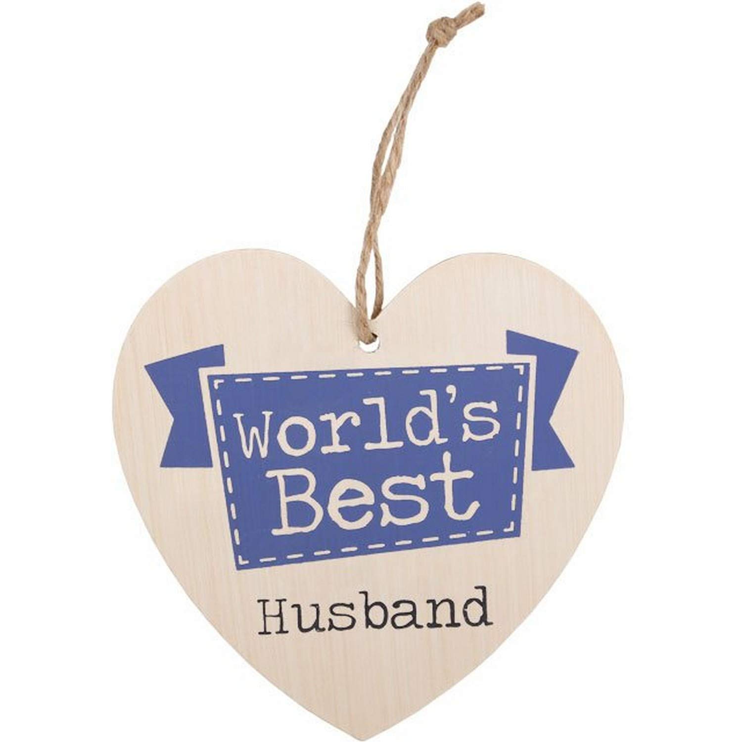 A-non 'WORLD'S BEST HUSBAND' Wooden Heart Shaped Hanging Plaque