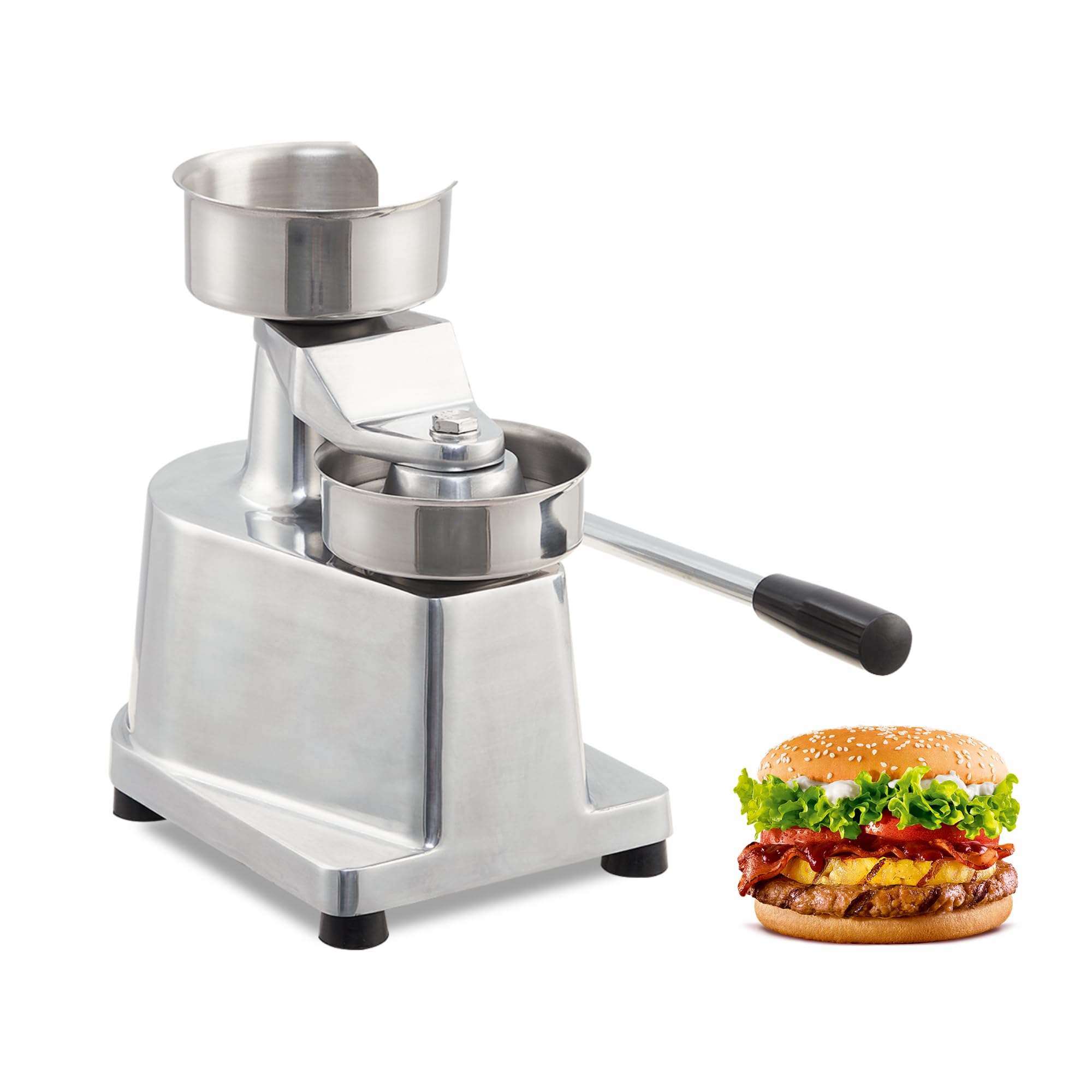 Gewerblicher Burger-Patty-Maker, 13 cm Hamburger-Rindfleisch-Patty-Maker, Robuste Burgerpresse Aus Lebensmittelechtem Edelstahl, Küchen-Fleischformmaschine Mit 500 Patty-Papier