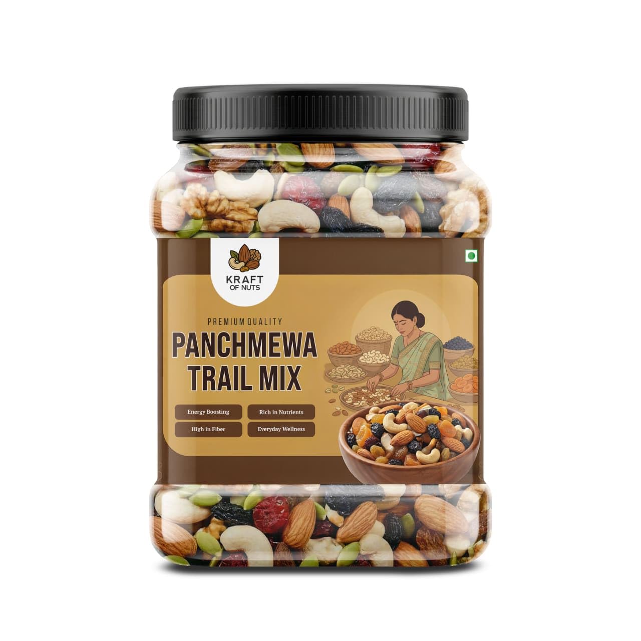 Kraft of Nuts Panchmeva Mix – Premium Dry Fruit Mix of 5 Nuts, Healthy Energy Snack, Rich in Protein, Fiber & Nutrients, Perfect for Daily Nutrition & Festive Use (Pack Size Options) (1 Kg)-image-12