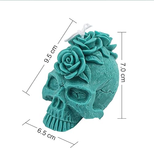 Miniatura 6 de Grainrain Molde de vela de silicona 3D con diseño de cráneo y rosa, molde de vela pilar decorado, moldes de silicona hechos a mano para hacer velas