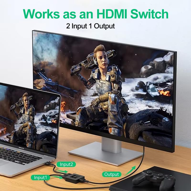BD&M Switch HDMI 4 K a 60 Hz, commutatore HDMI bidirezionale 2 in 1 uscita, hub HDMI manuale supporta HD compatibile con Xbox PS5/4/3 lettore Blu-Ray Fire Stick Roku e altri